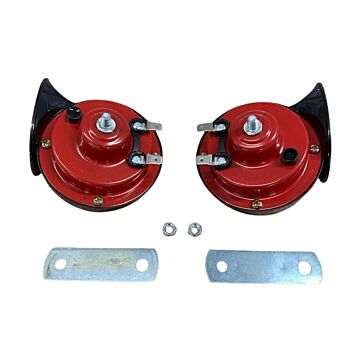 Claxonset Hoog + Laag 12 V. Hoornmodel ( Rood/Zwart ) PV544 140  145  164  Amazon  P 1800  P 1800 E  P 1800 ES  P210 Duett