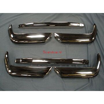 Bumper P1800S+E+ES achter en voor complete set (6dln) RVS incl rubbers