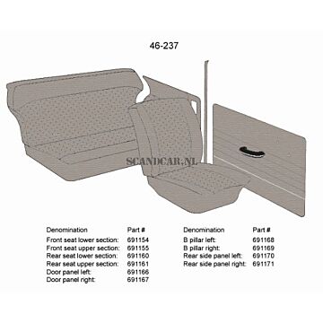 Rivestimento Volvo PV544 B stile a destra grigio 49-239 pezzo Volvo nr 691169