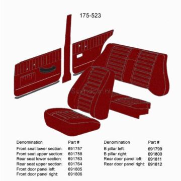 Bekleding Amazon stoelhoes zitting rood 420-532 175-523 zie (691434)
