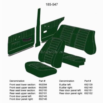 Bekleding Amazon 4D achterbankhoes groen zitting 1967-1968 185-547