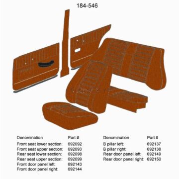Bekleding Amazon 4D B stijl paneel Rechts bruin 1966-1968 184-546  zie SET 692137