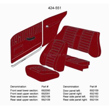 Bekleding Amazon 2D zijpaneel cover Linksachter rood 424-551 SET incl R 692154