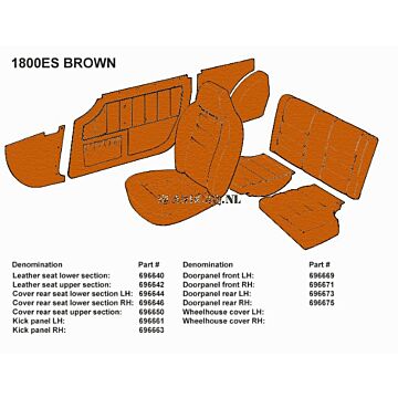 Bekleding P1800E/ES achterbankhoes rug bruin 456-884 alleen als set zie 696644