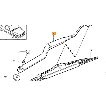 Ruitenwisser Arm links stuur kant: voor Linksgestuurd V70 C70 S70 