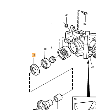 Afdichtring keerring Aandrijfas haakse overbrenging Volvo 850 - 940 - 960 - S60 - S70 - V70 - XC70 - S80 - S90 - XC90