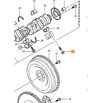 Krukas Schroef Hoofdlager Diesel Volvo 240 - 740 - 760 - 940 - 960 Febi