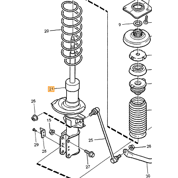 Bilstein B4 Schokbreker/ Veerpoot Voorzijde Volvo 850 - V70 - S70 - C70 1992-2005