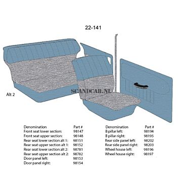 Bekleding PV544 achterbank hoes zitting blauw 22-141 (type 2 )