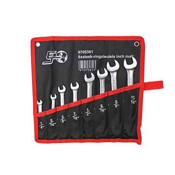 Gereedschap: Ring steek sleutelset 8st in foudraal 1/4- 5/16- 3/8- 7/16- 1/2- 9/16- 5/8- 11/16