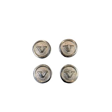 Coperchio Ruota Volvo, Set, Coperchio Mozzo, Coperchio Nave, Tappo Ruota, Tappo Mozzo, Volvo 240+260, 70mm metallo per cerchio 1229734 1229778 1229792 1359670, Parte Volvo 1206278, Usato.