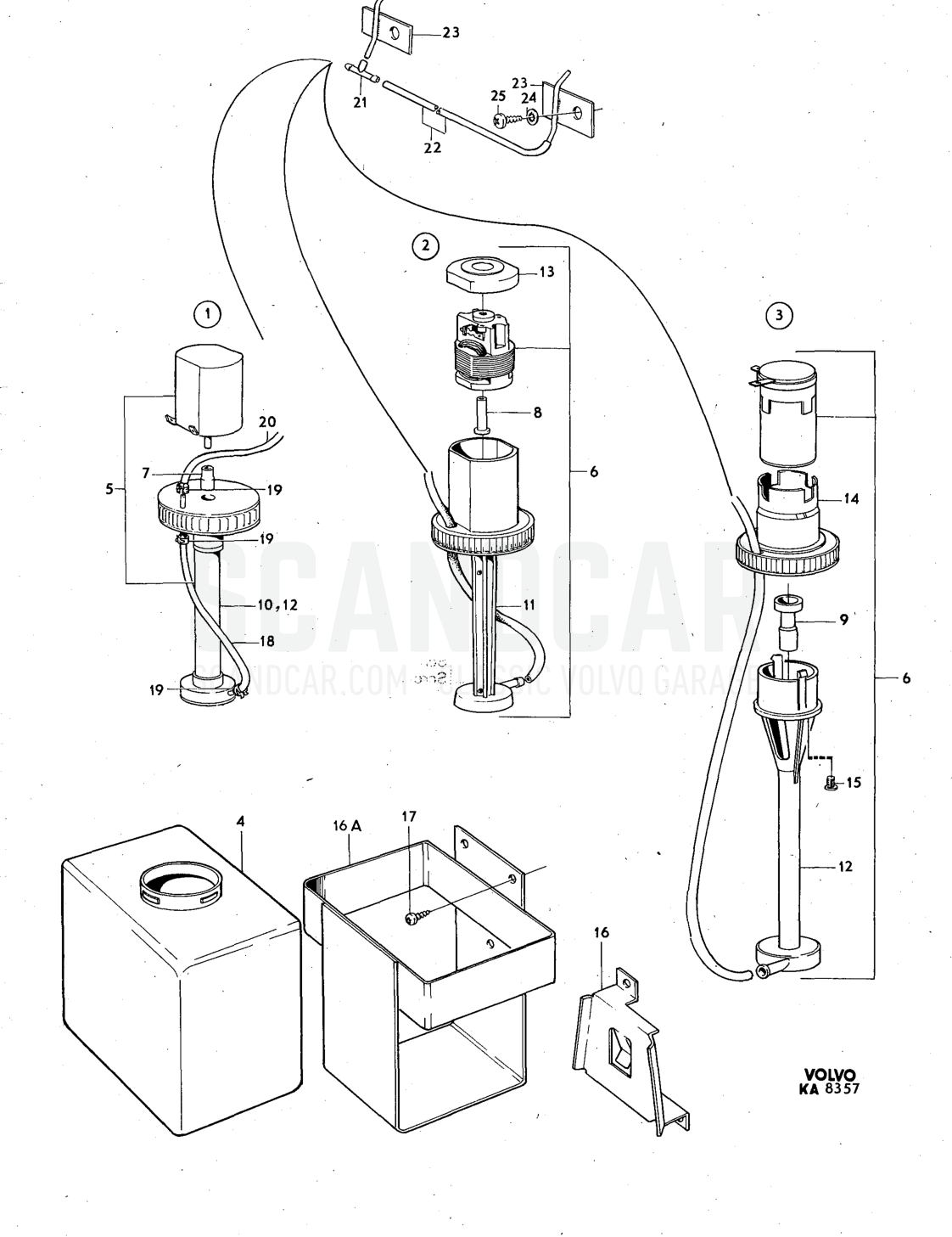 washer Illustration Sats Kit - disegno esploso, Altri ricambi, Volvo serie 140 fino a 1972