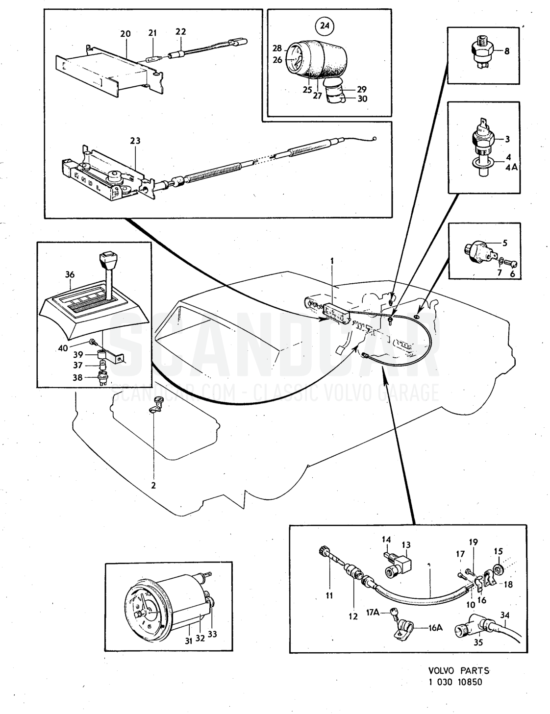 and control unit Illustration Sats Kit - disegno esploso, Altri ricambi, Volvo serie 140 fino a 1972