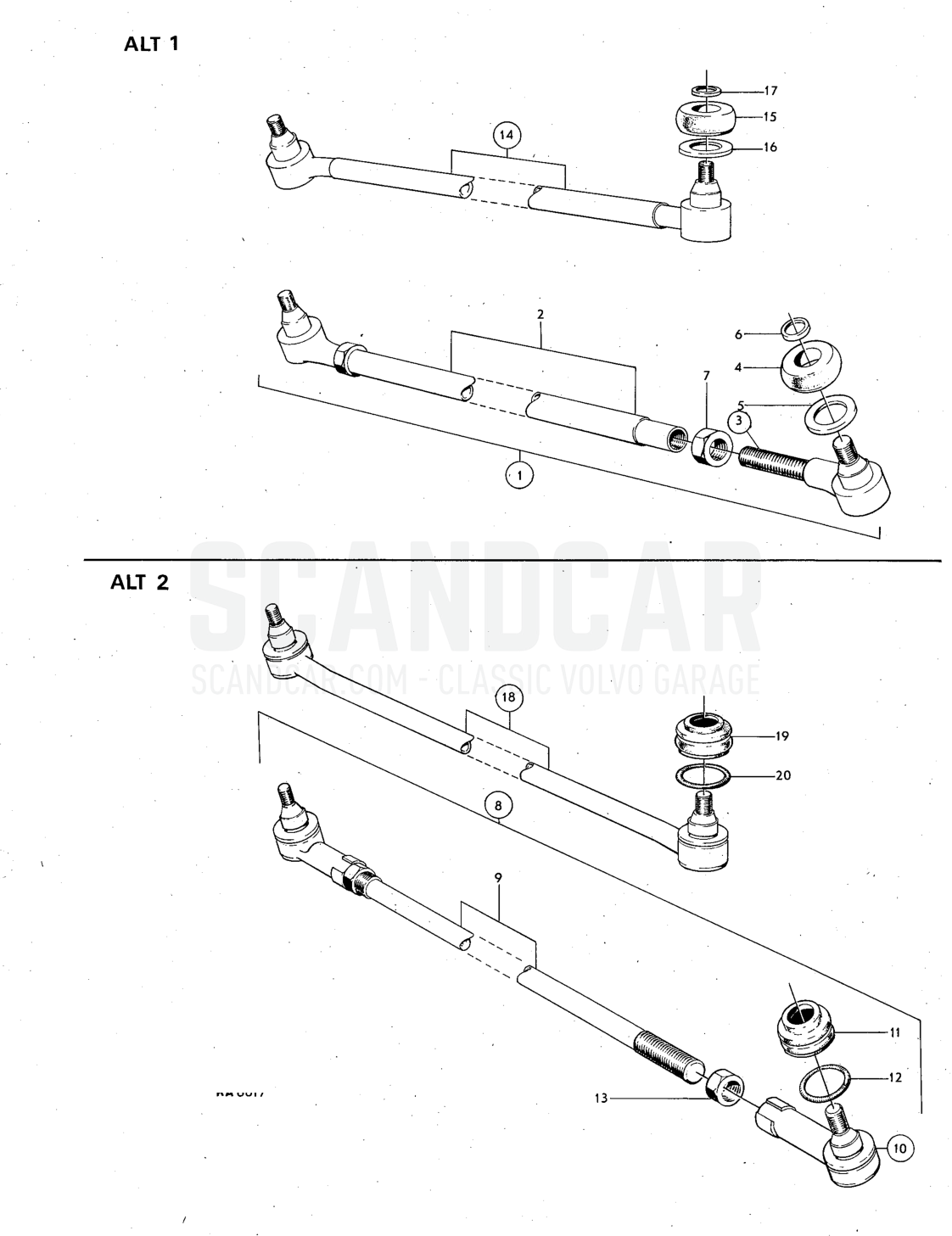 rad, steering rad Illustration Sats Kit - disegno esploso, Altri ricambi, Volvo serie 140 fino a 1972