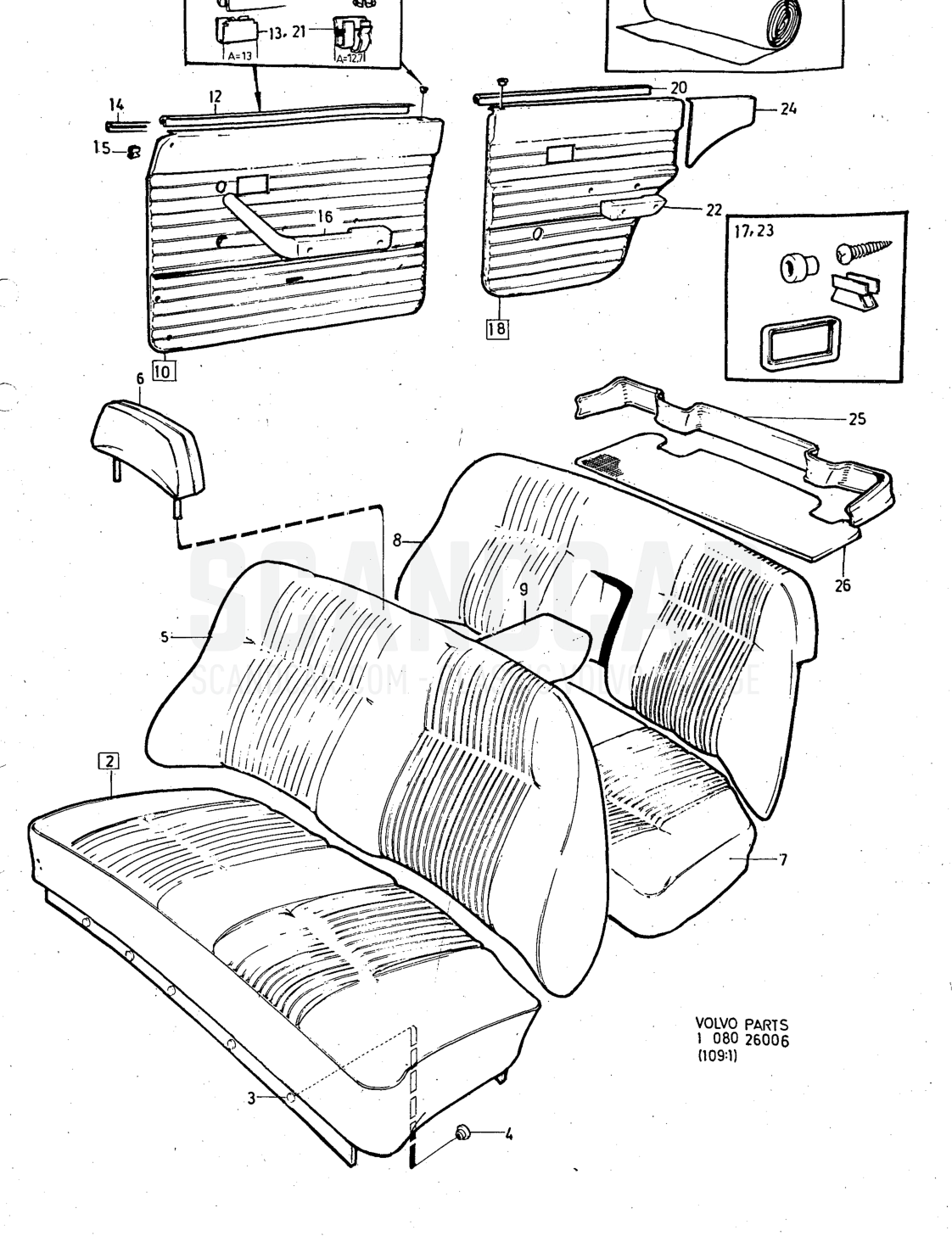 Illustration. combination Sats Kit - disegno esploso, Altri ricambi, Volvo serie 140 fino a 1972