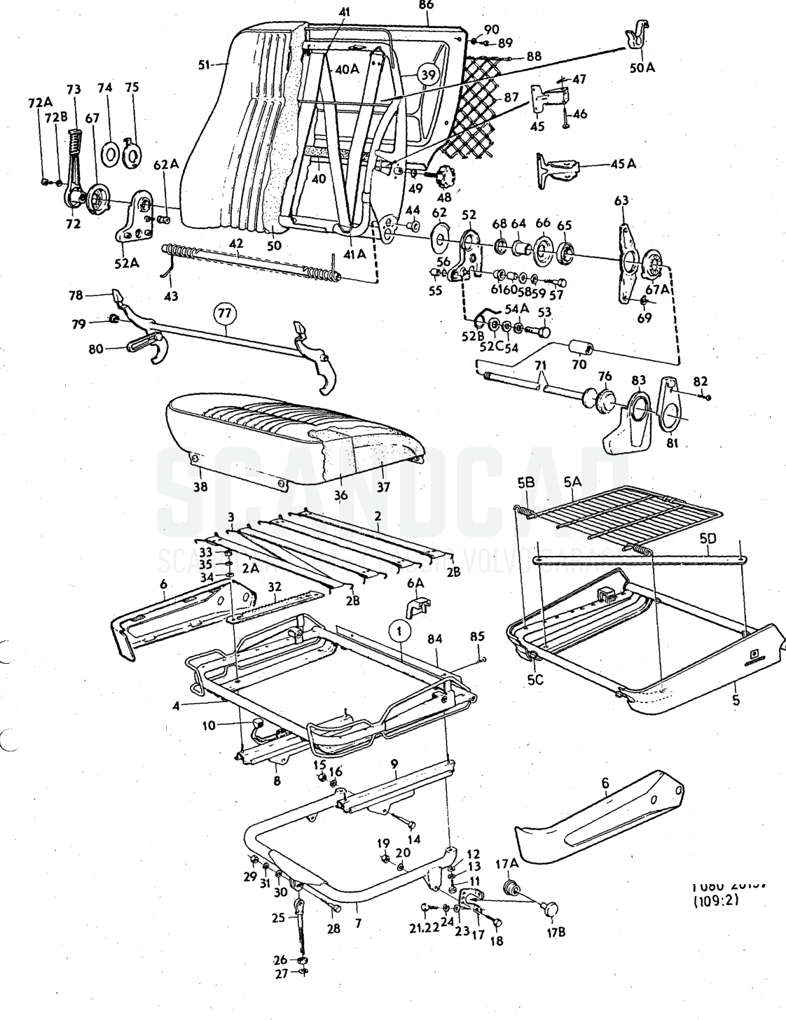 seats excl BAS, HT. Illustration Sats Kit - disegno esploso, Trasmissione - Assale posteriore, Volvo serie 140 fino a 1972