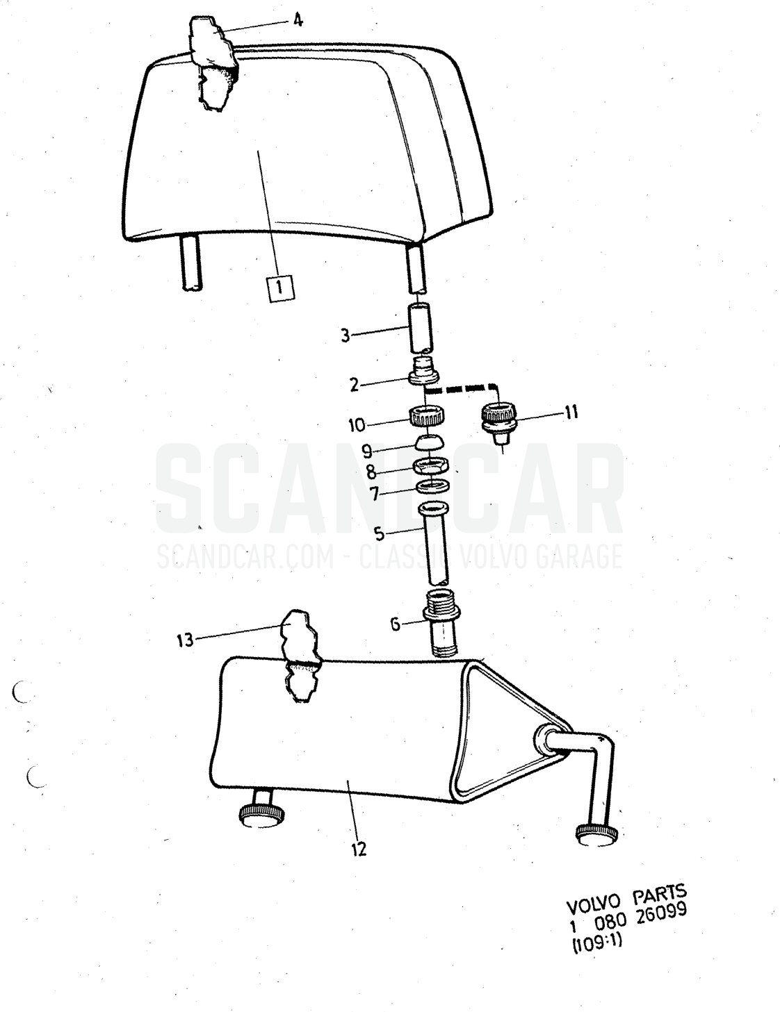 restraint, Illustration and rear, Sats Kit - disegno esploso, Trasmissione - Assale posteriore, Volvo serie 140 fino a 1972