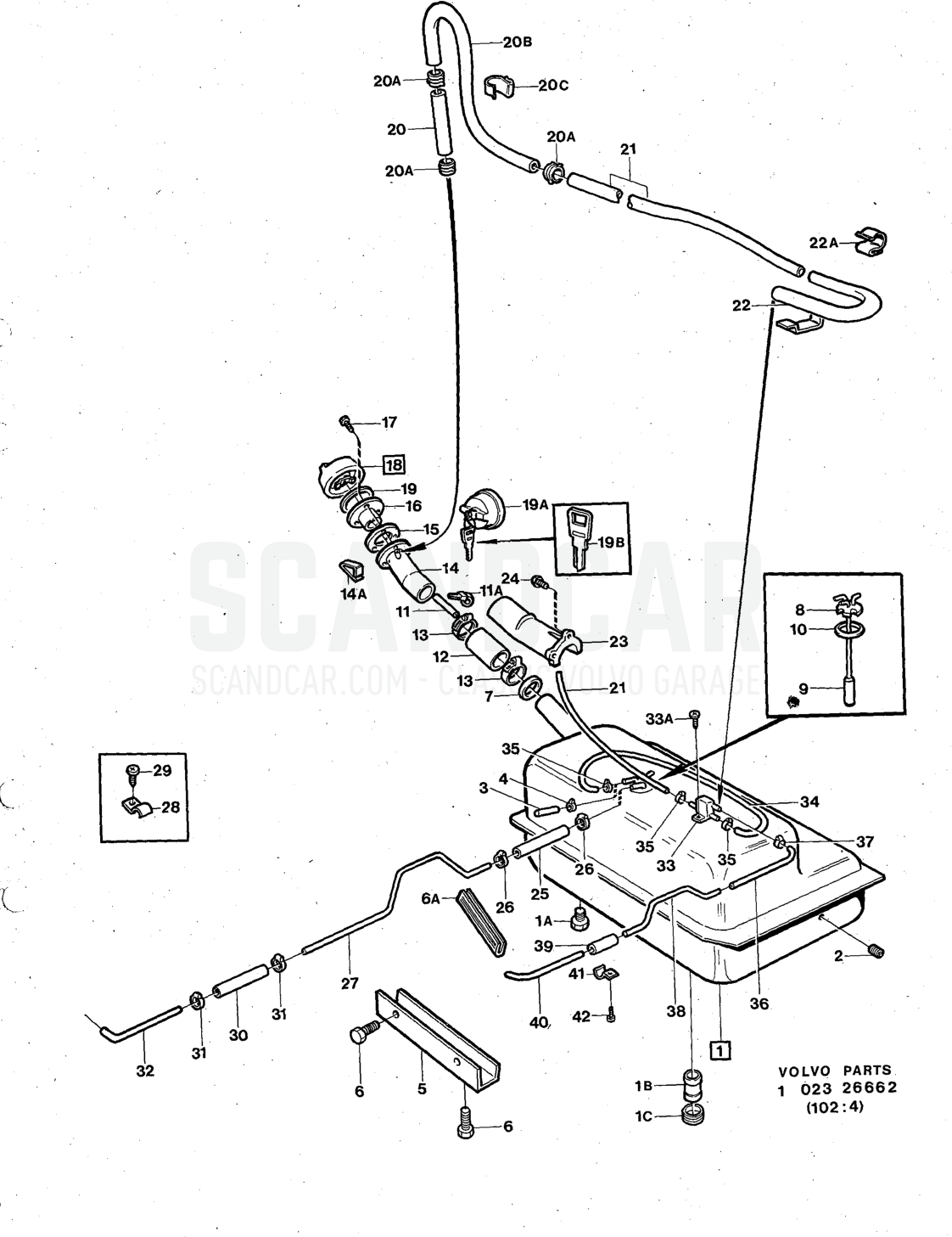 tank with installation components carburetter engine