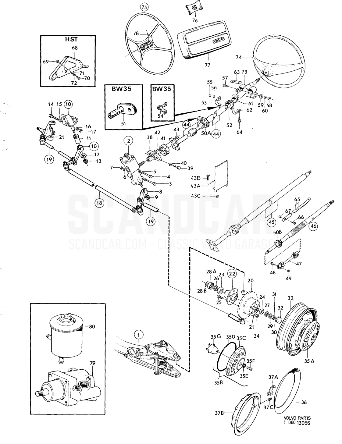Front axle,steering hubs,wheels Sats