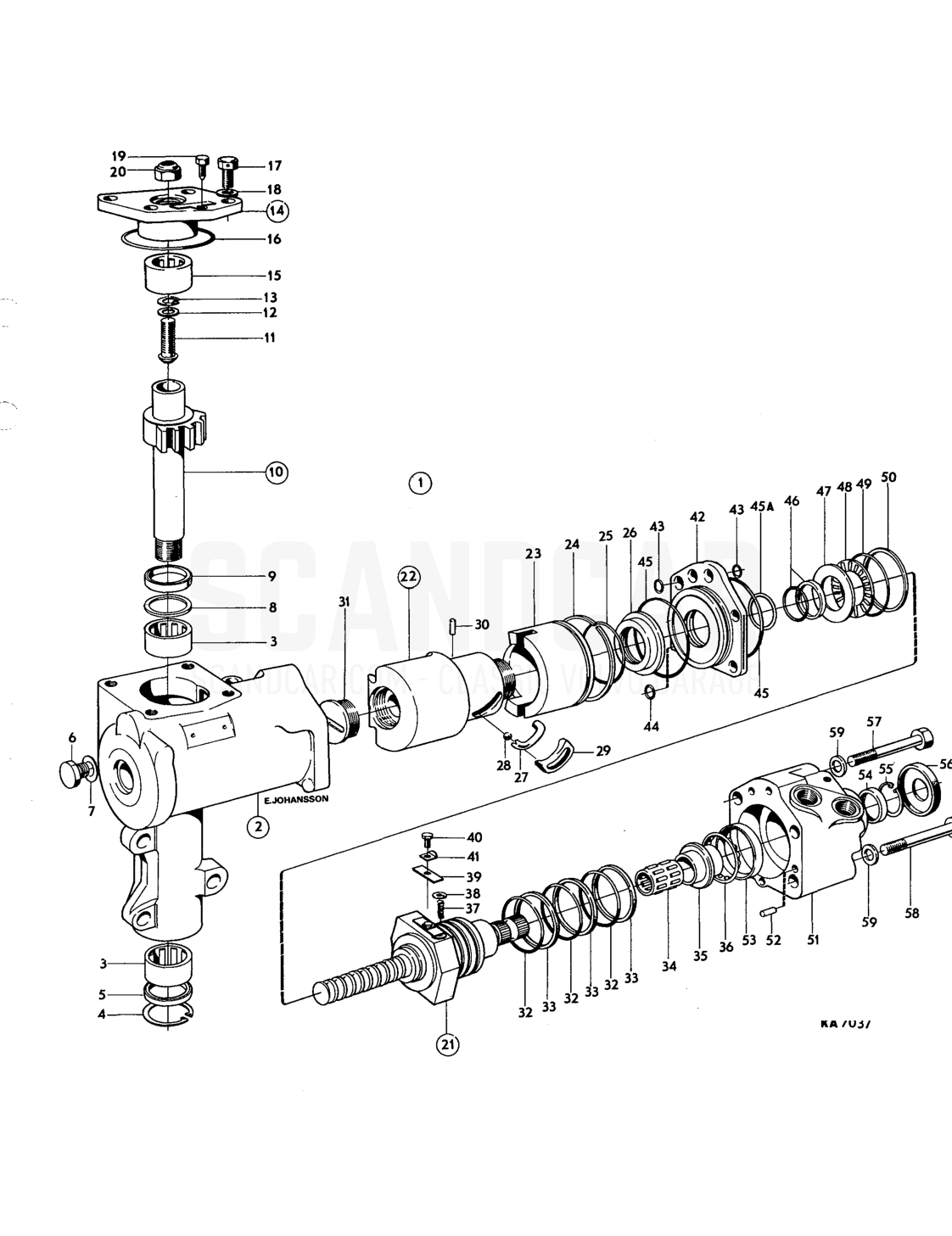 Steering box,ms - disegno esploso, Assale anteriore - Ruote - Sterzo, Volvo serie 164 fino a 1975