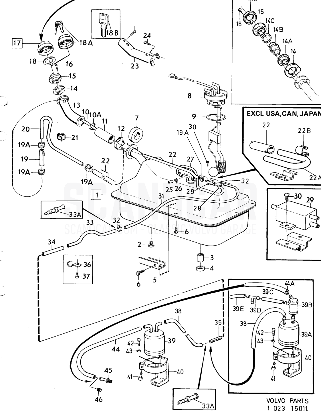 Fuel tank and gas evaporite control system