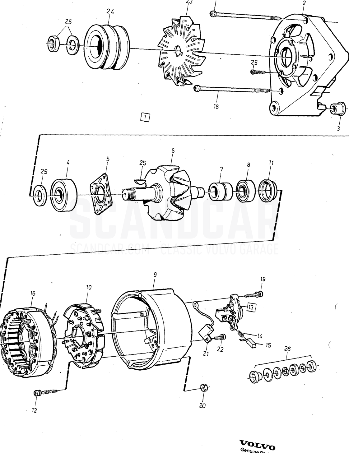 Sistema Elettrico, pagina 328 - disegno esploso, Volvo serie 240 dal 1988