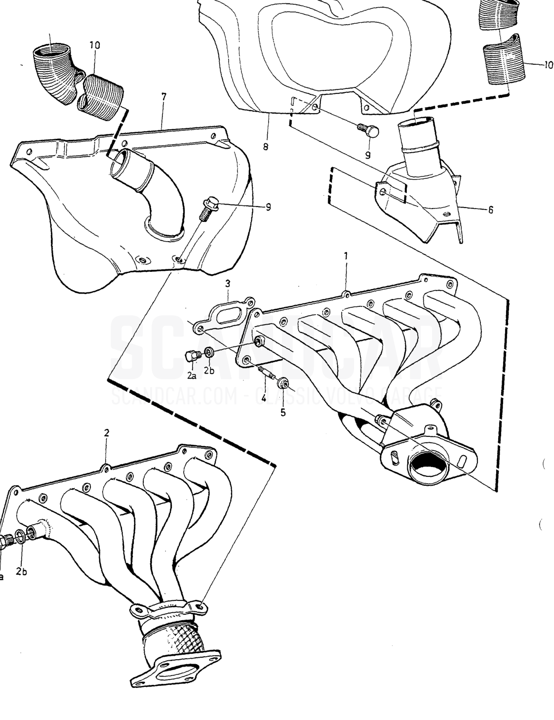 Motore, pagina 222 - disegno esploso, Volvo serie 850