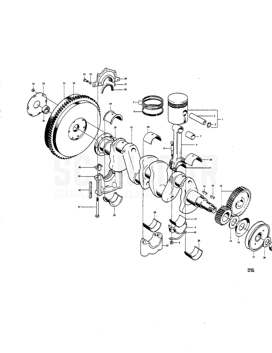 Cylinder head, intoke ond exhaust manifolds, volve cover - disegno esploso, Motore, Volvo Amazon B16
