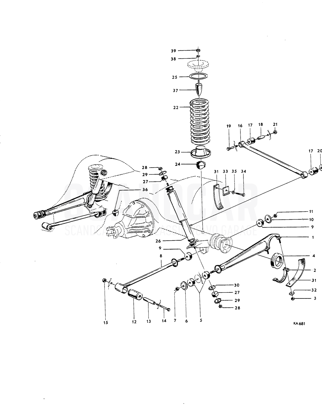 Rear axle mountings