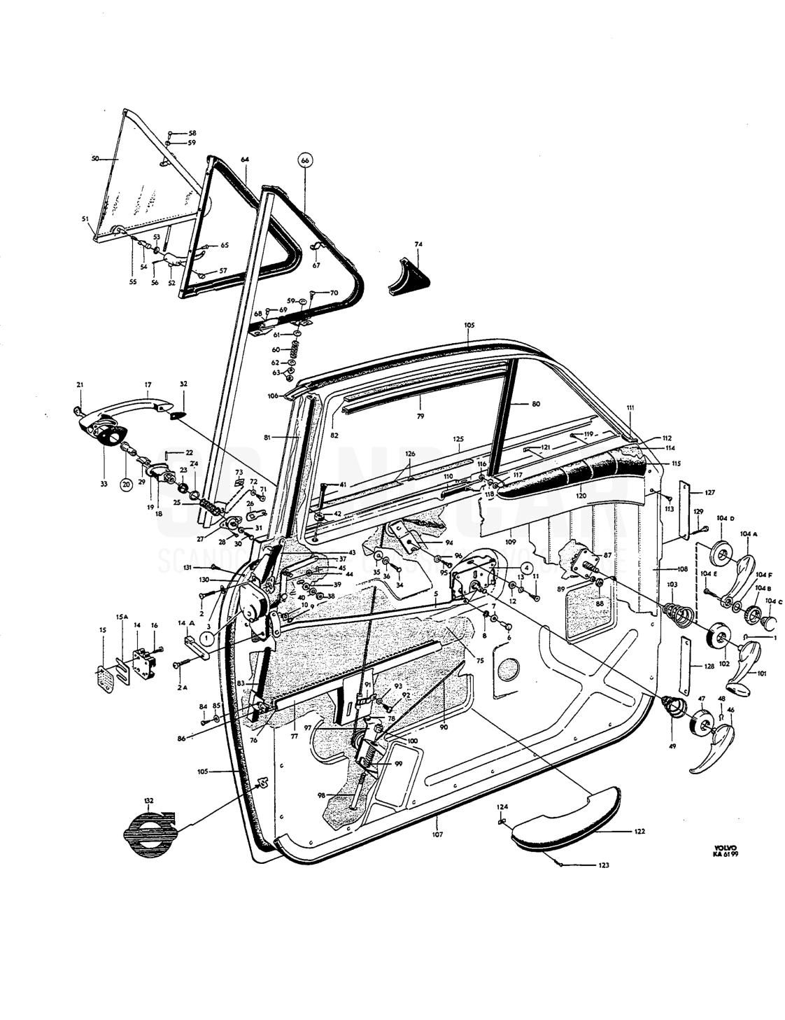 components, forward doors, components - disegno esploso, Carrozzeria, Volvo Amazon B18