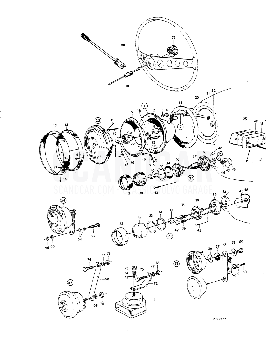 Head lamps, flashers, horn, cornponents Dt