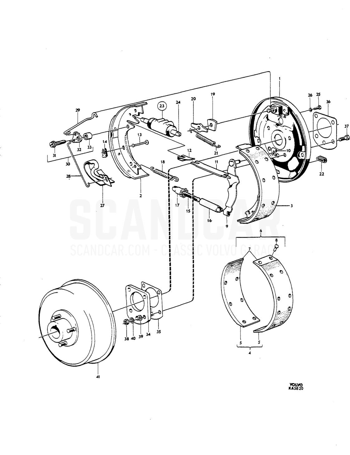 Rear wheel brakes single circuit