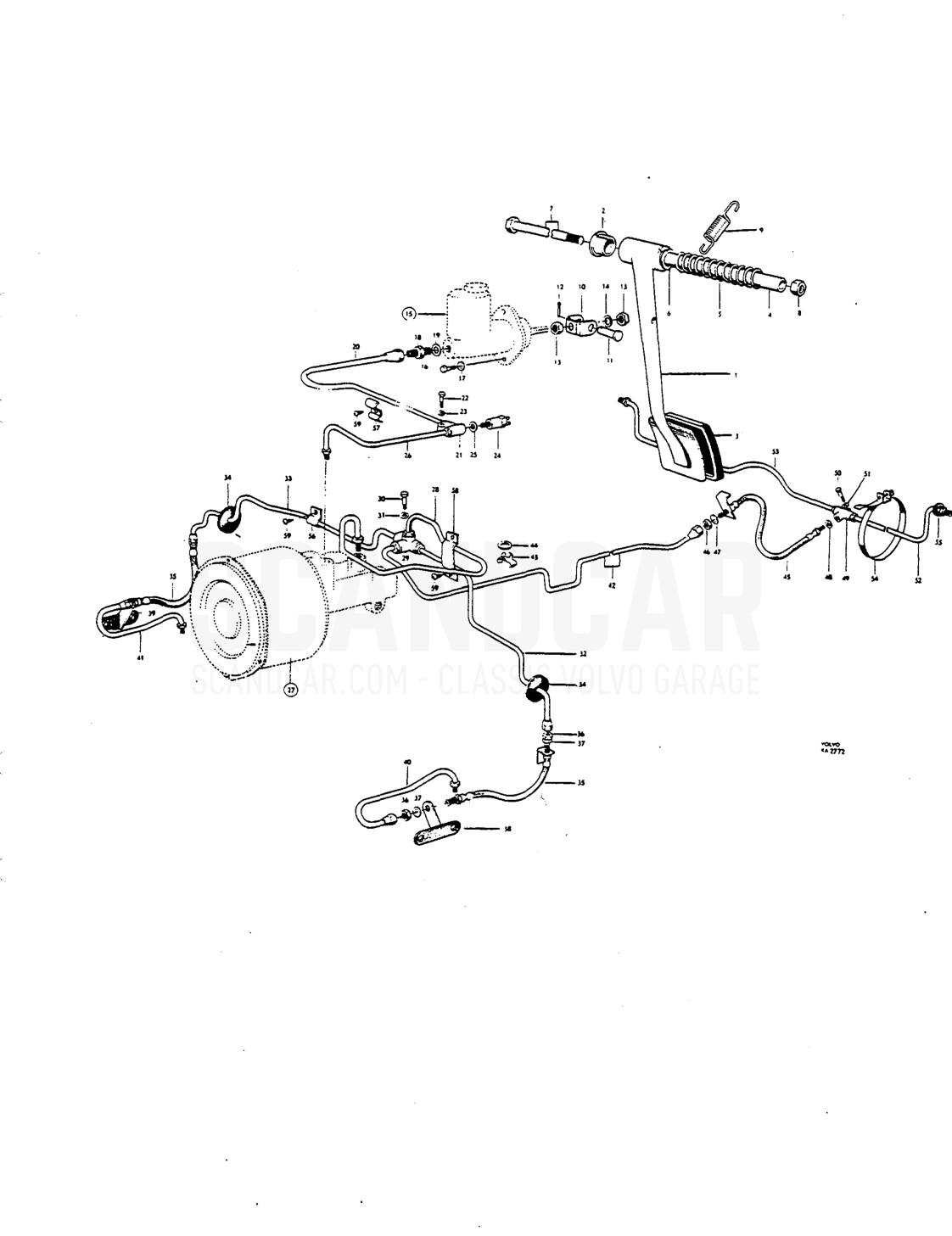 Foot brake r.ontrol linkage Hydrau lie lines single circut