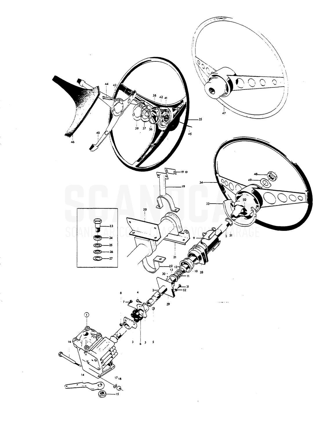 Steering gear ond installation components