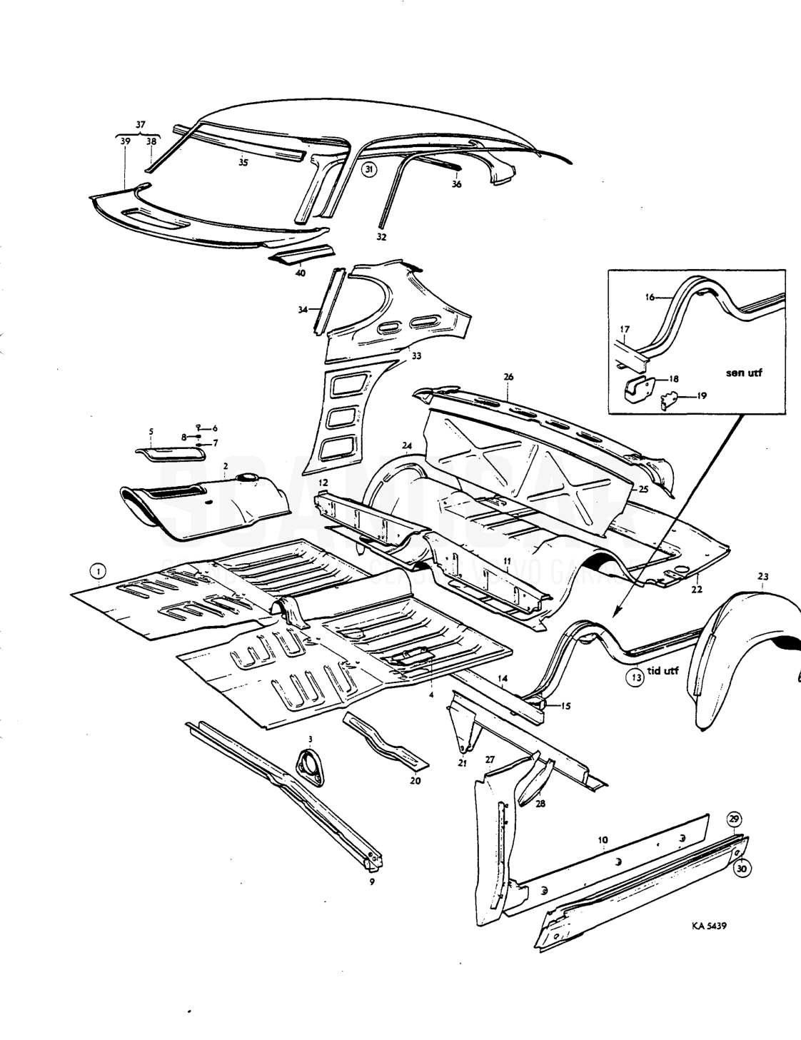 Floor section, body sides, roof