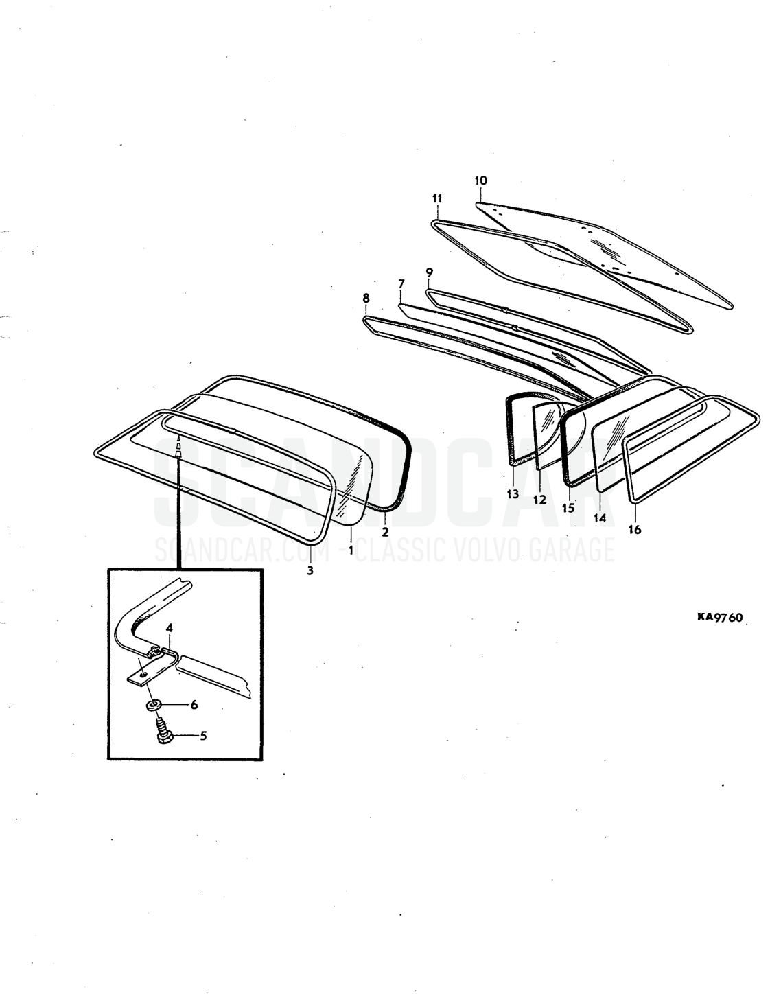 rear window, Illustration quarter windows rear Sats Kit