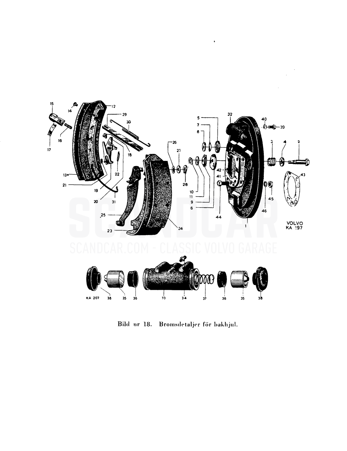 Hjulbromsar - disegno esploso, Freni, Volvo PV444 B-K