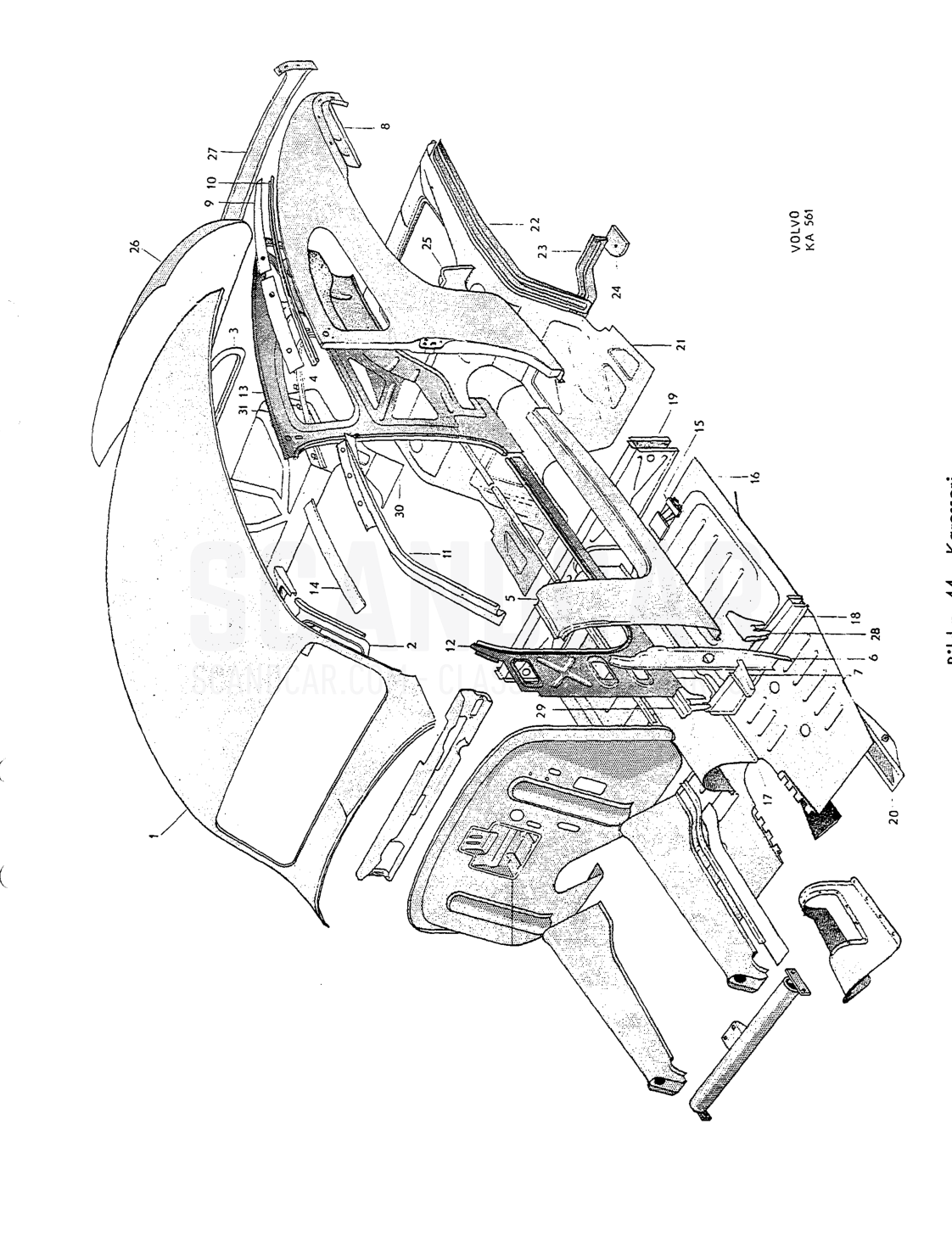 Golv - disegno esploso, Carrozzeria, Volvo PV544 / P210 B16