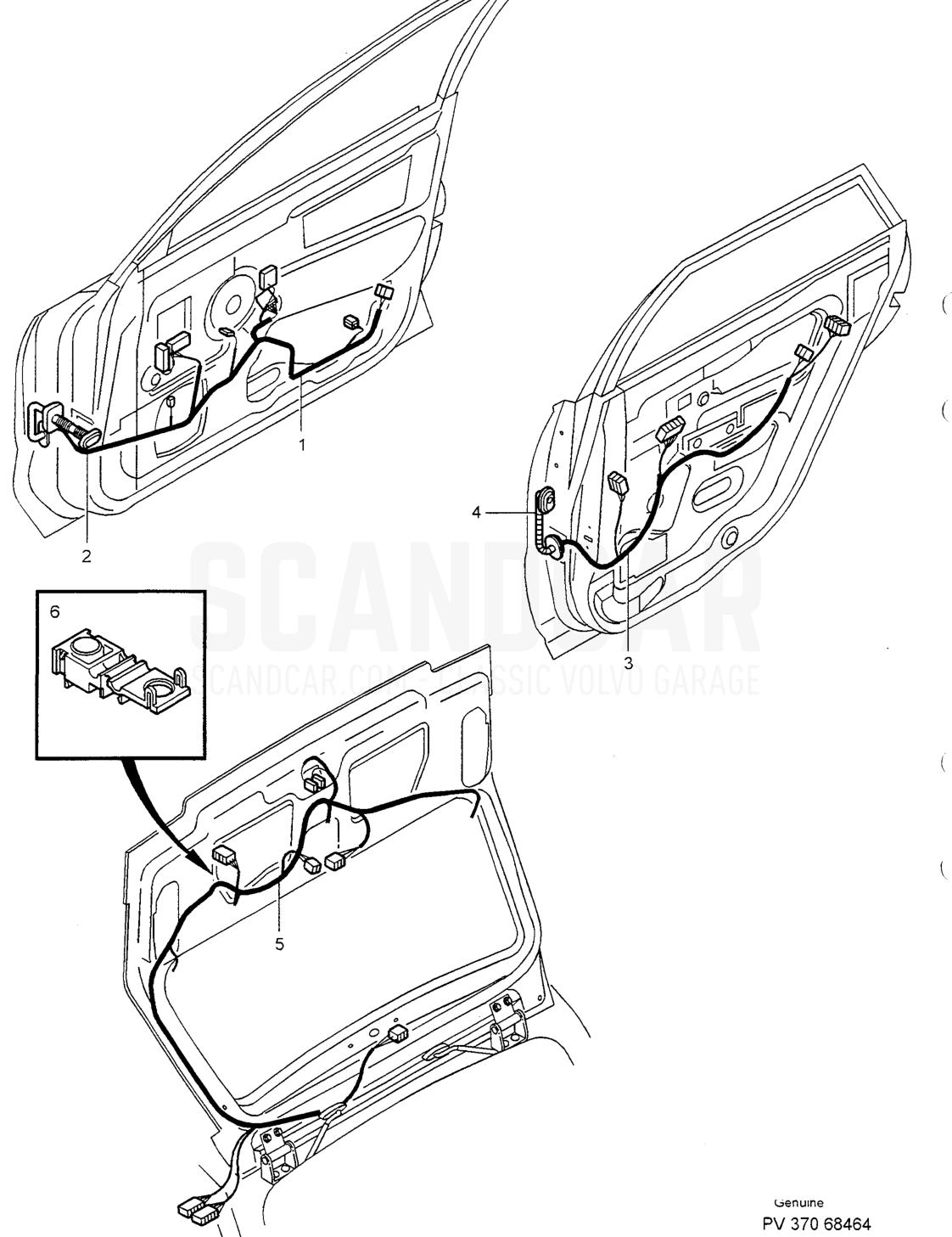 CABLE HARNESS REAR SYSTEM - disegno esploso, Equipaggiamento elettrico, Volvo serie S40/V40 dal 1996