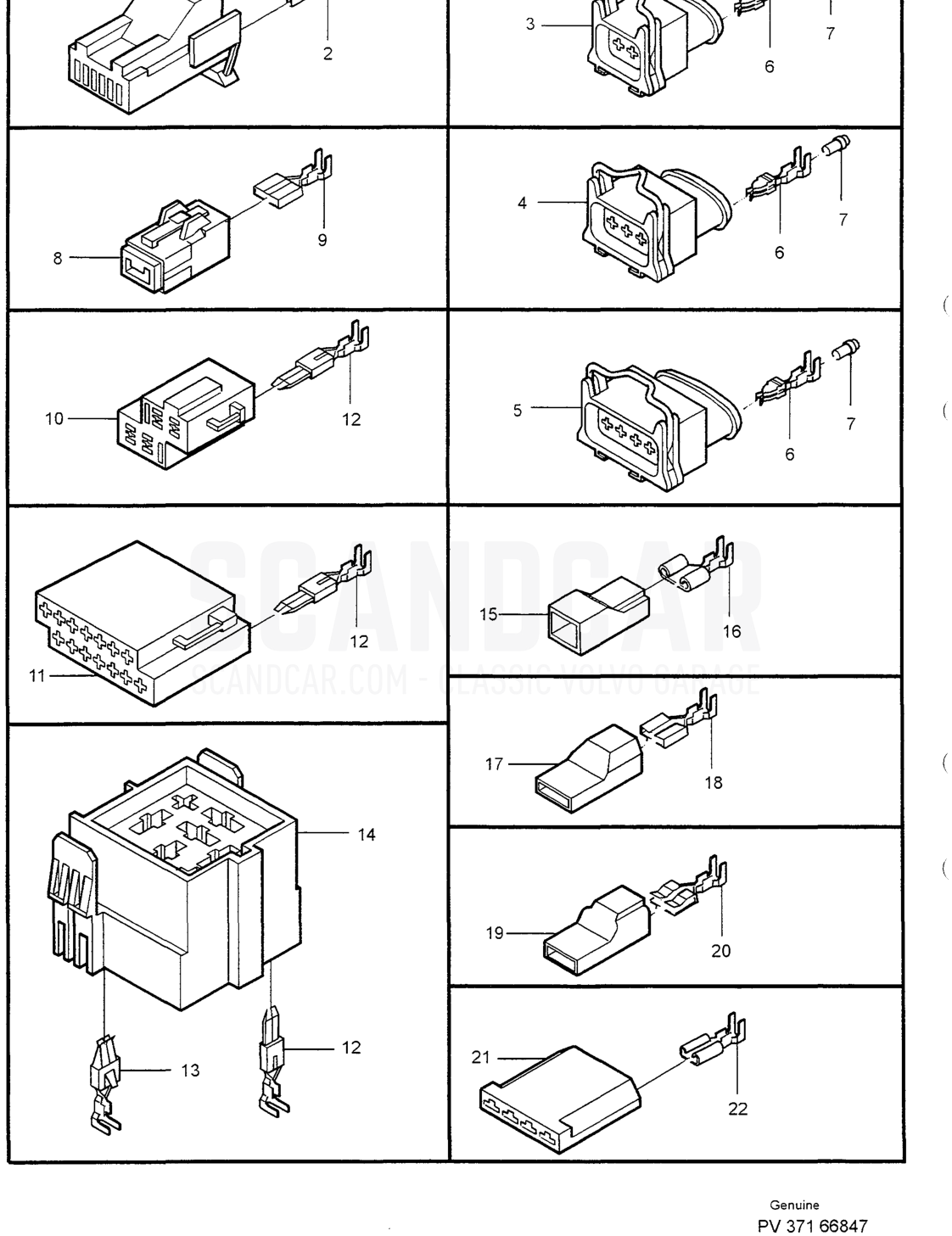 CONTACTS - disegno esploso, Equipaggiamento elettrico, Volvo serie S40/V40 dal 1996