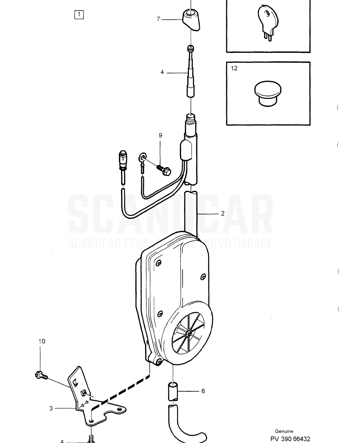 ANTENNA MANUAL - disegno esploso, Equipaggiamento elettrico, Volvo serie S40/V40 dal 1996