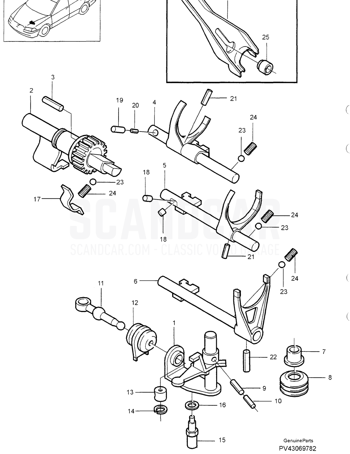 GEARBOX, MANUAL GEARS - disegno esploso, Trasmissione - Assale posteriore, Volvo serie S40/V40 dal 1996