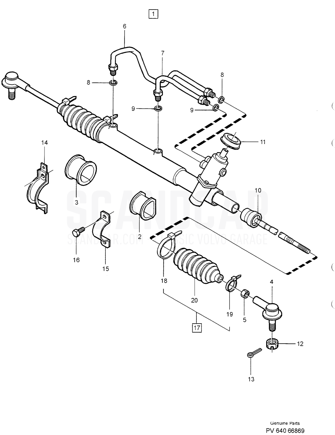 PUMP, SERVO STEERING - disegno esploso, Assale anteriore - Ruote - Sterzo, Volvo serie S40/V40 dal 1996
