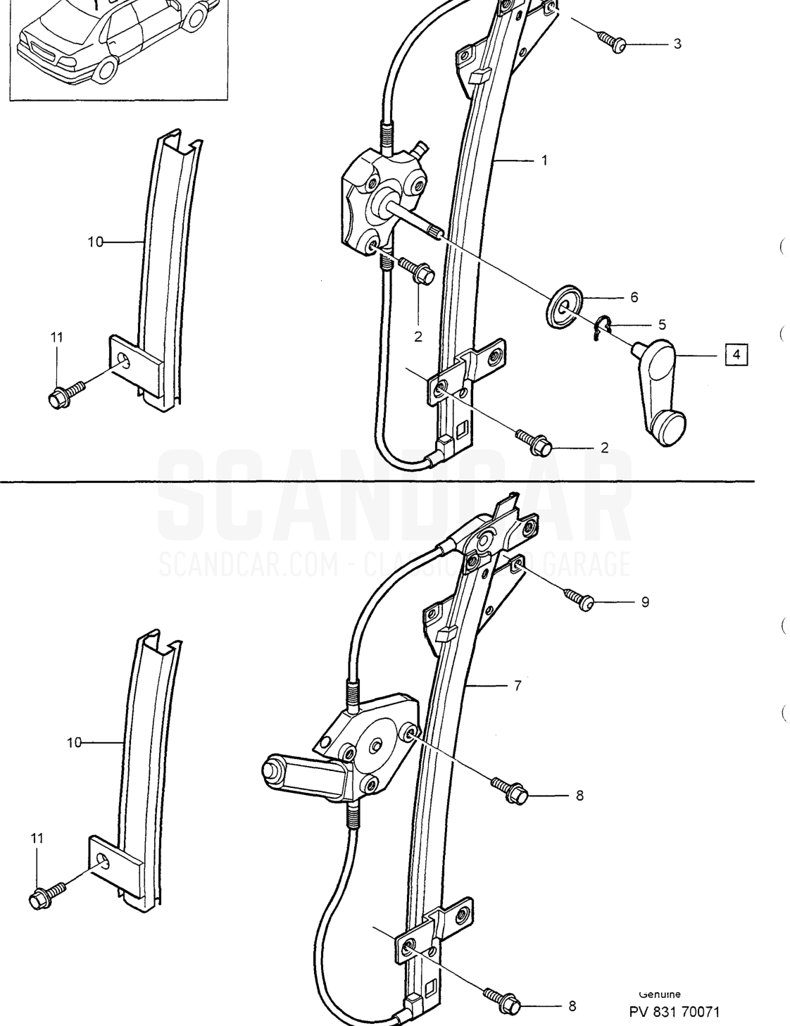 REAR DOOR LOCKING SYSTEM - disegno esploso, Carrozzeria, Volvo serie S40/V40 dal 1996