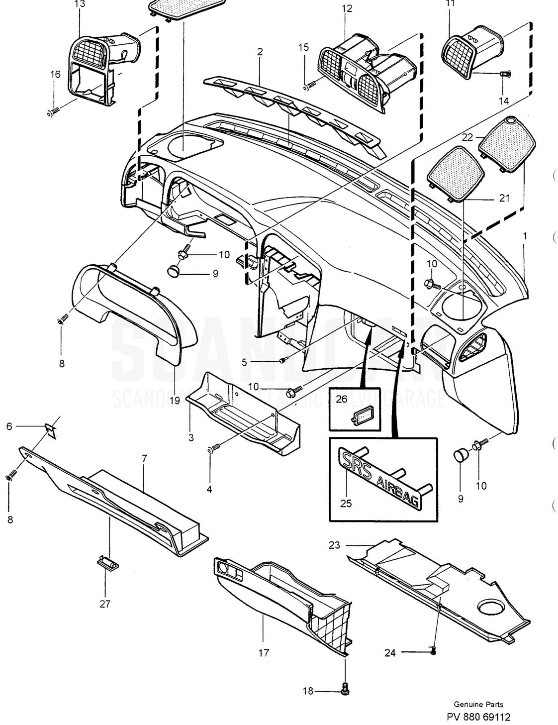 UPPER SECTION - disegno esploso, Carrozzeria, Volvo serie S40/V40 dal 1996